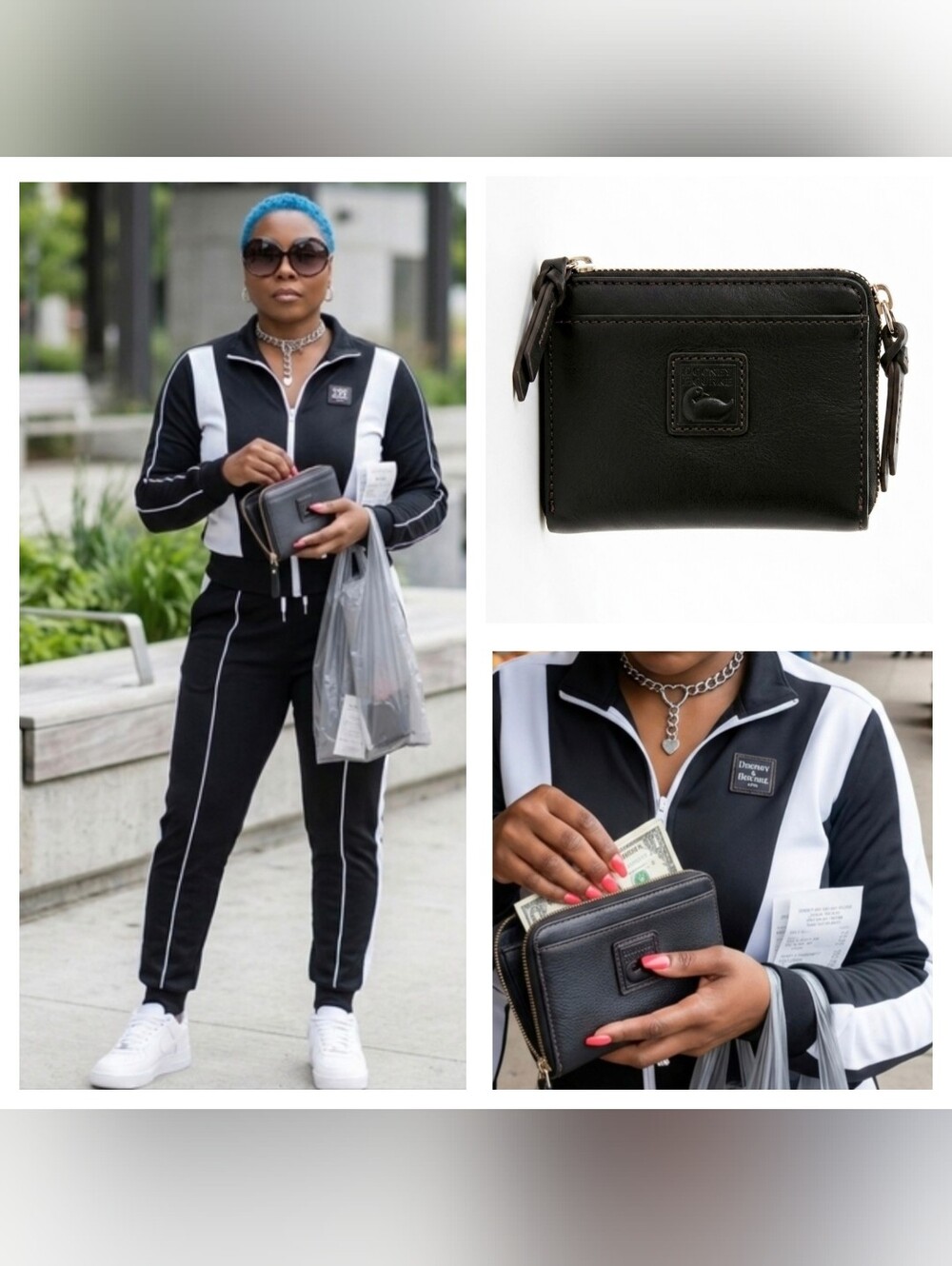 Dooney & Bourke Black Leather Zip Wallet COA